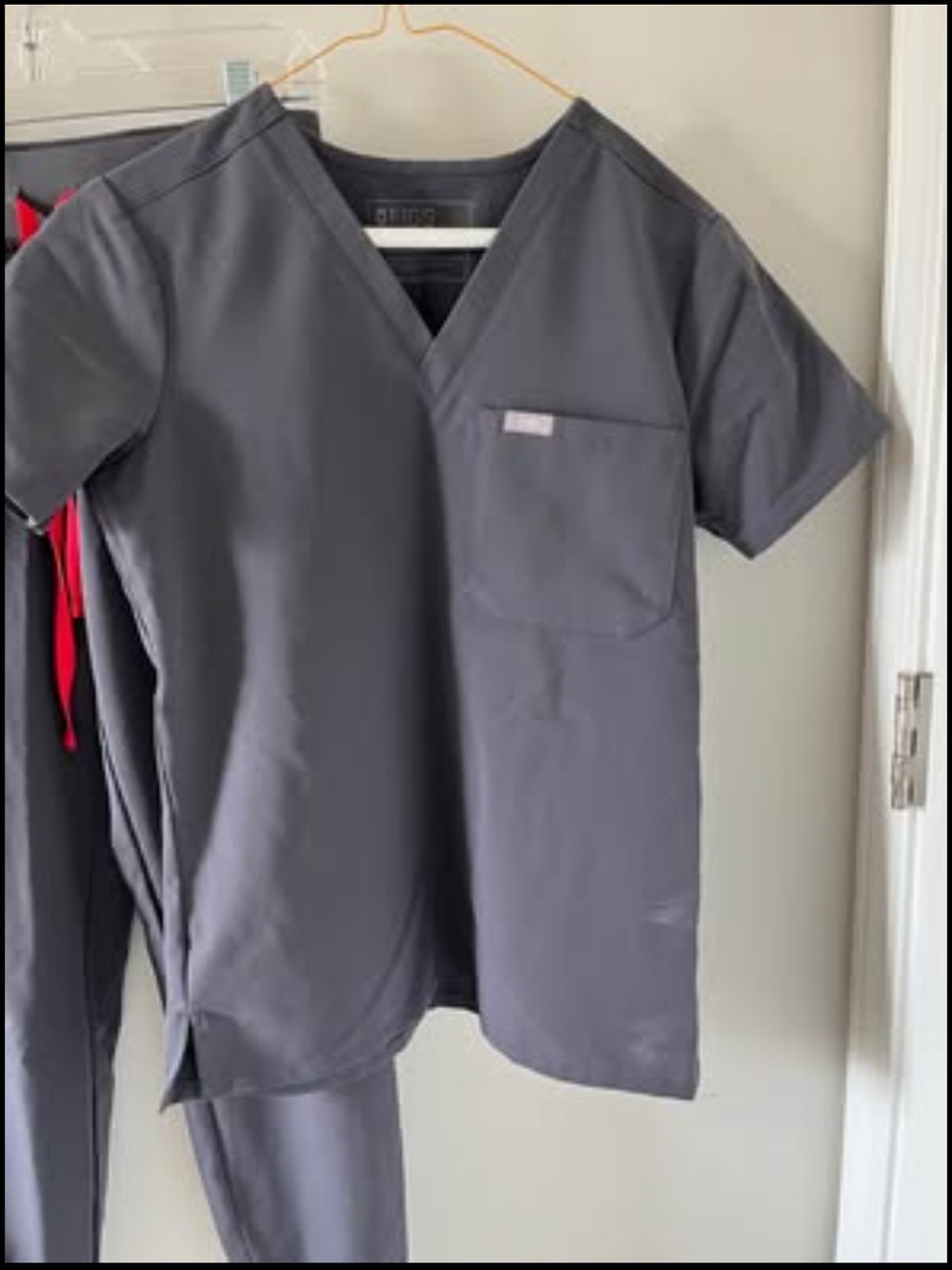 Figs Medical Scrub Set with Red Drawstring Detail - Picture 2 of 7